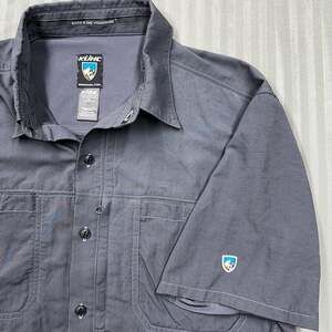 Kuhl EUC Wunderer Button Up Short Sleeve Outdoor Shirt Men Sz L Charcoal